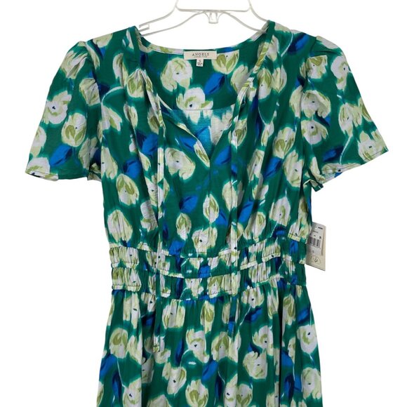 Angels Forever Young Green Floral Midi Dress Womens Size Small - Picture 2 of 11